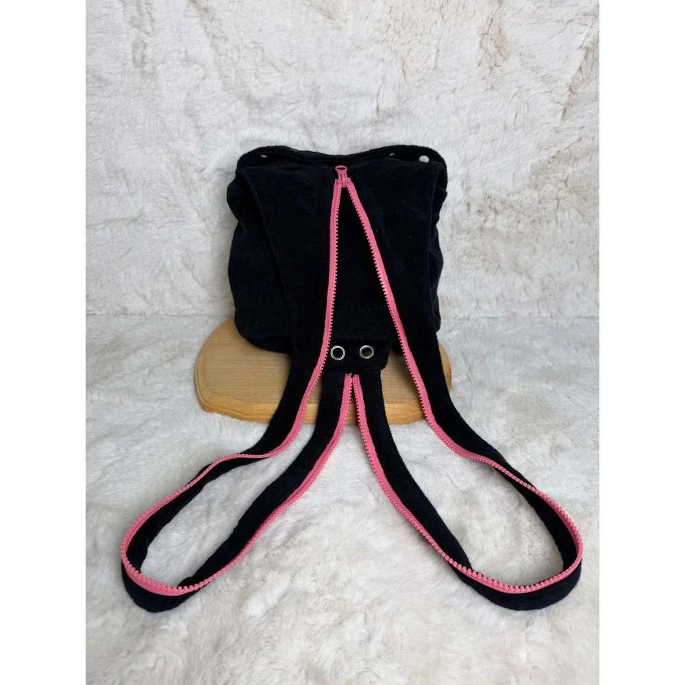 Alpinestars Women Black Pink Fleece Mini Backpack Convertible Sling Bag Grommet